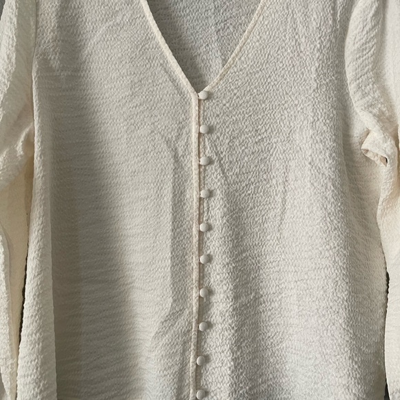 Madewell Cream V-Neck Blouse - Picture 7 of 10